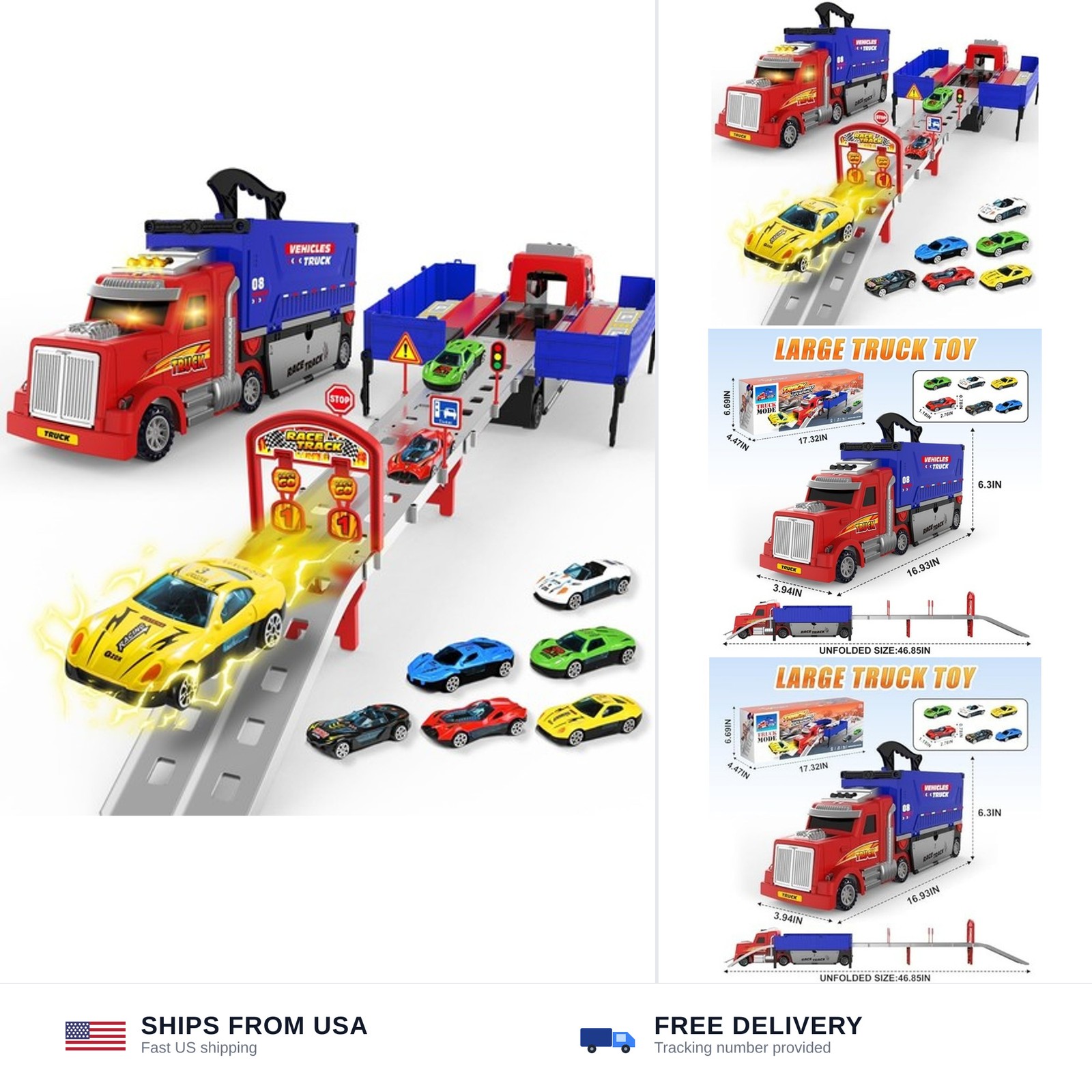 Carrier Truck Race Track Toys, Truck Toys for 3, 4, 5, 6, 7, 8 Years Old Kids…