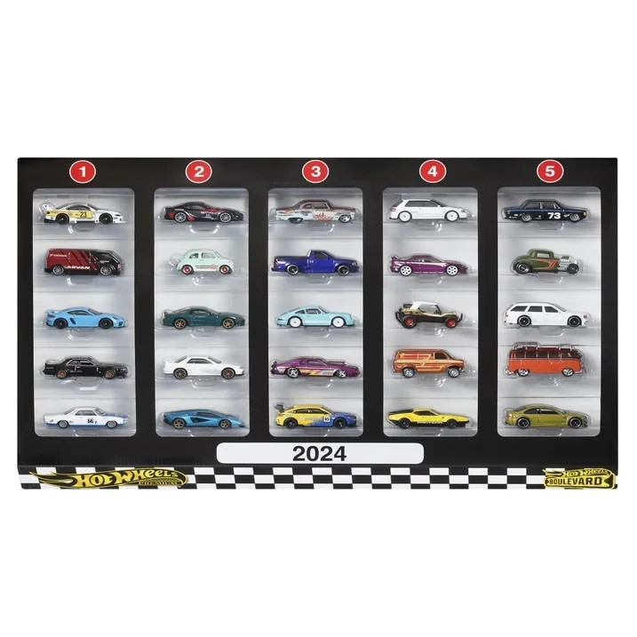 Hot Wheels Boulevard 25-Car Factory Set, Premium Die-Cast 1:64 Scale Sports Cars