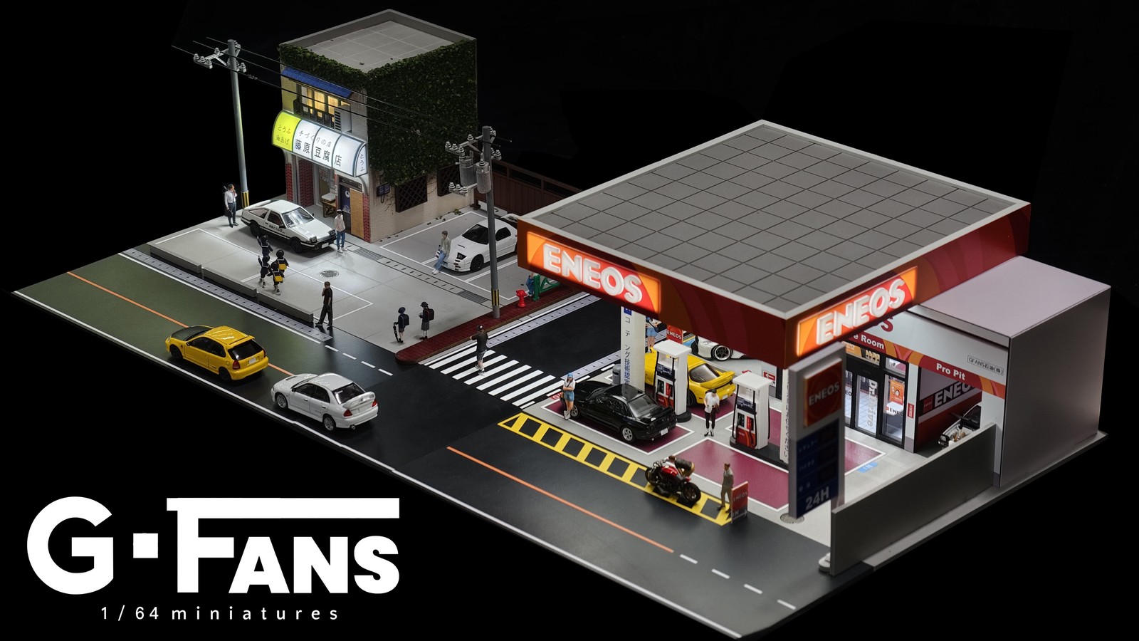 G-Fans Diorama 1:64 Garage Model Diecast LED Lighting Model Car Display Case US