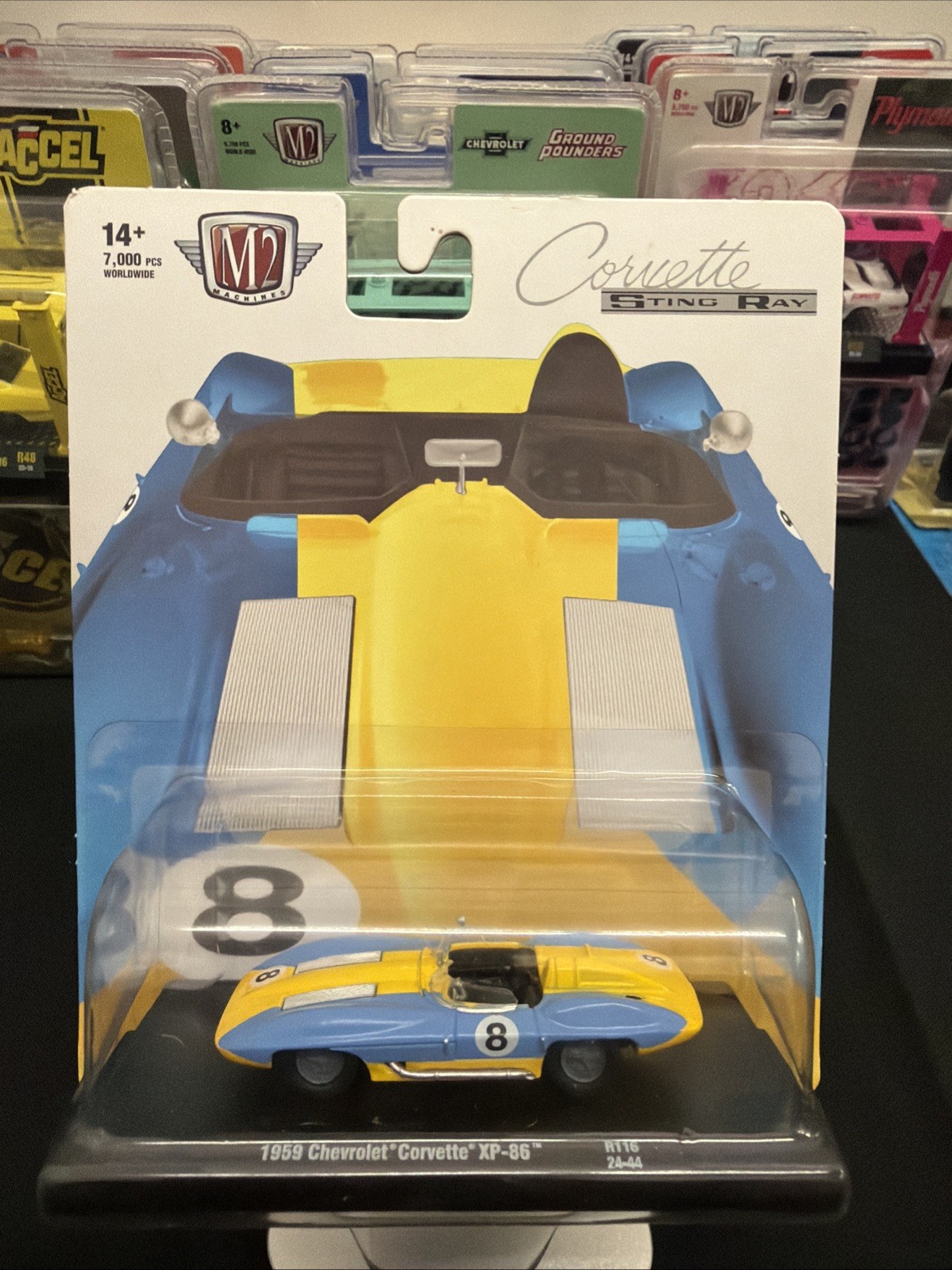 1959 Chevrolet Corvette XP-86 in Blue and Yellow : M2 Machines 1:64 : R116 24-44