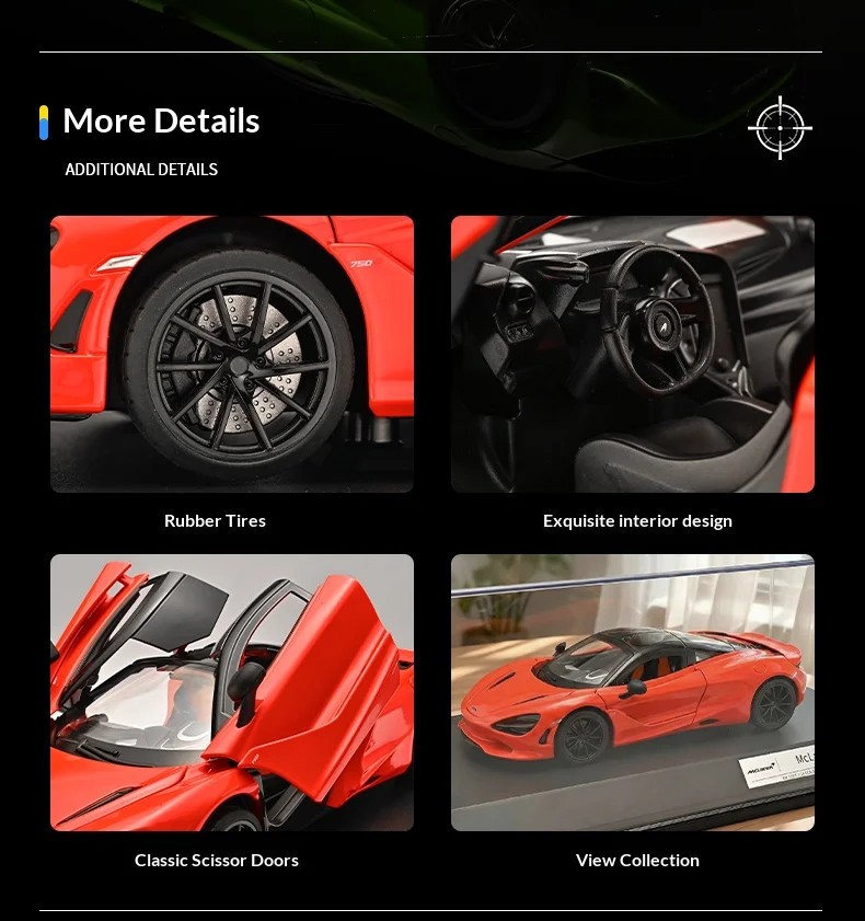 1/18 McLaren 750S High-performance Alloy Supercar Model Ideal Gift for Toy Car
