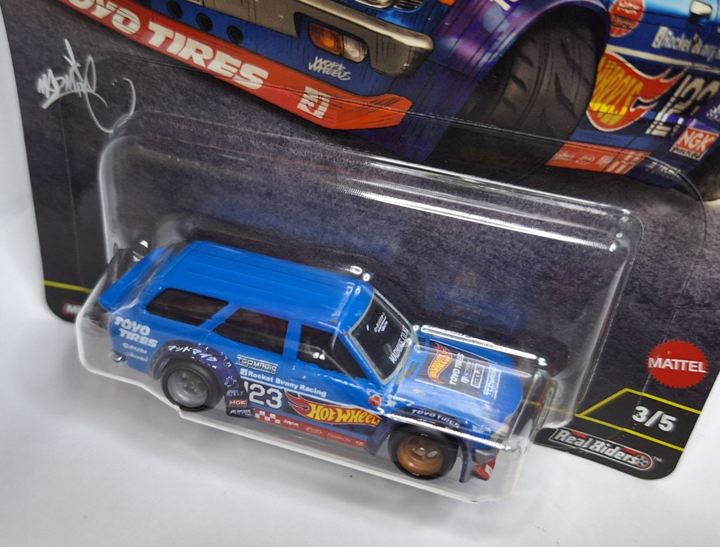 Hot Wheels Premium Ronin Run II Mad Mike Mazda RX-3 Wagon Remorque Real Riders