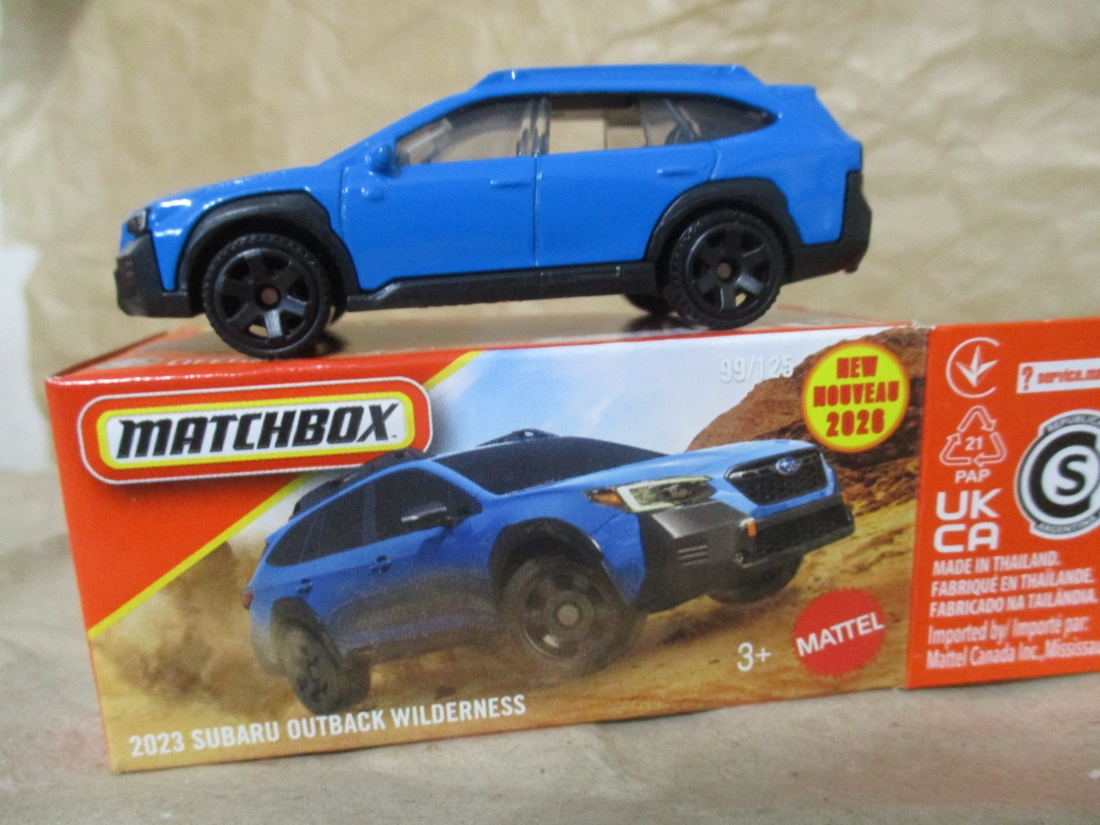 Matchbox 1-125 series #99 2023 Subaru Outback Blue 1/64 Scale Diecast