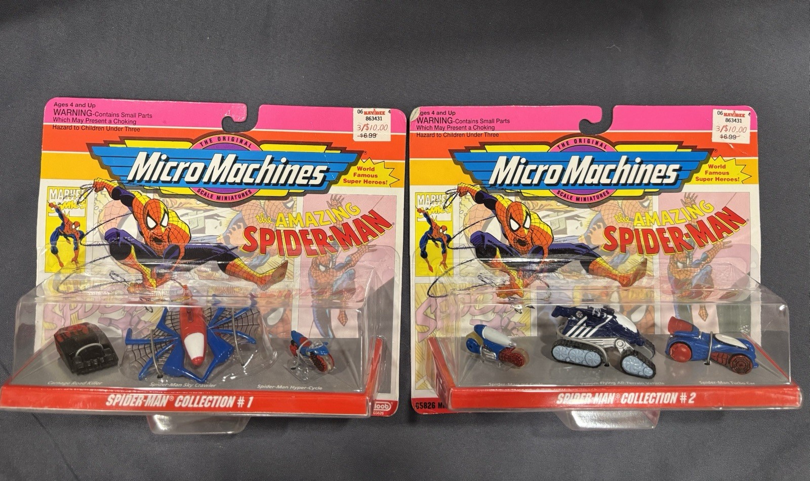 Micro Machines Spider-Man Collection #1 & #2 Marvel Diecast Cars Unopened Box