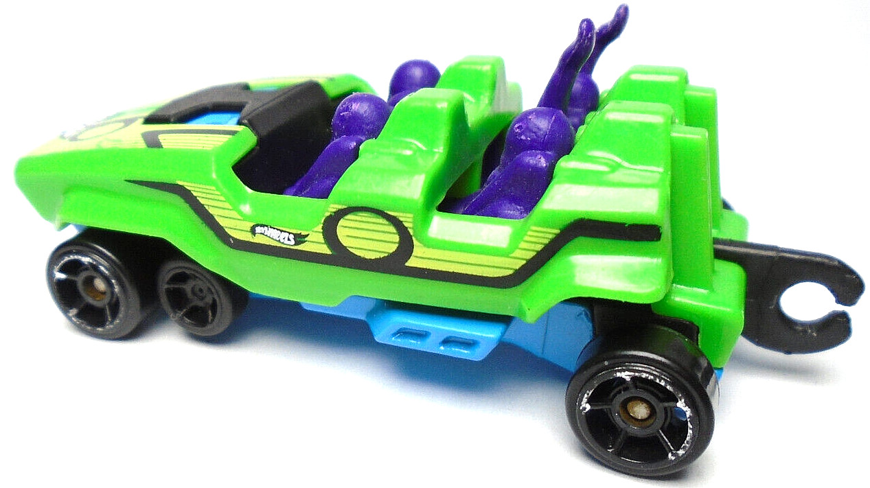 2014 HOT WHEELS LOOPSTER GREEN 2 3/4″ DIECAST ROLLER COASTER CAR W BLUE & PURPLE