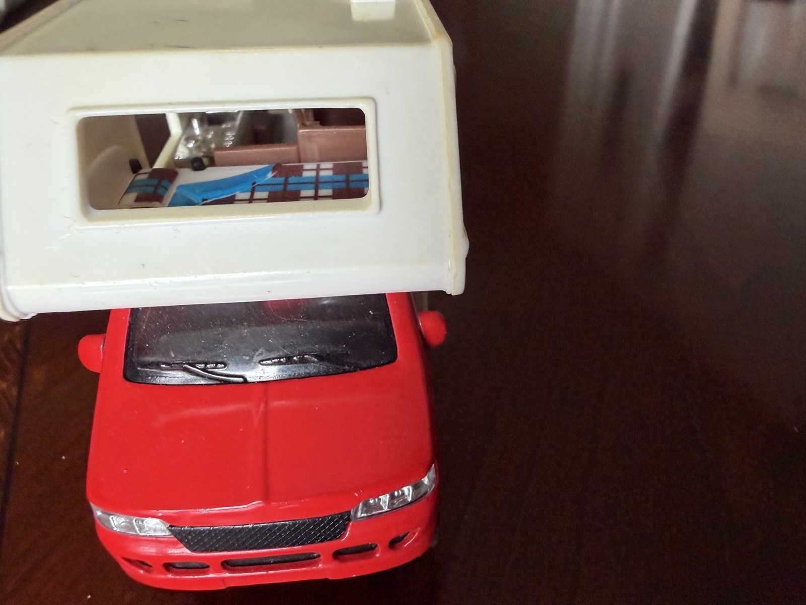 Kinsfun Ford E-350 Red Camper Van Fully Loaded 1/43 O Scale Diecast Vehicle