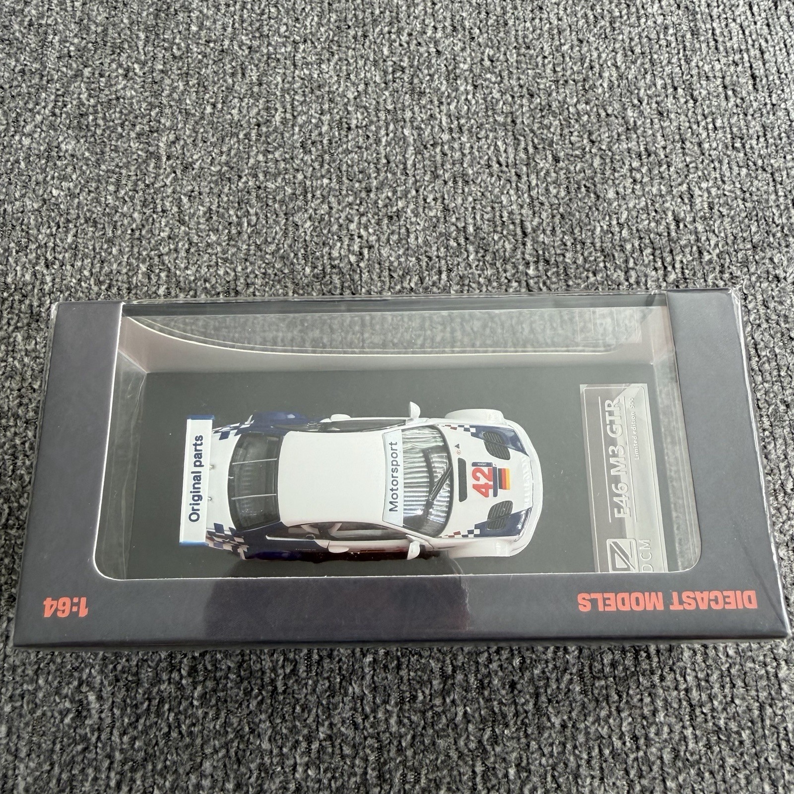 DCM 1:64 White BMW M3 GTR E46 #42 Widebody Sports Model Diecast Display Car