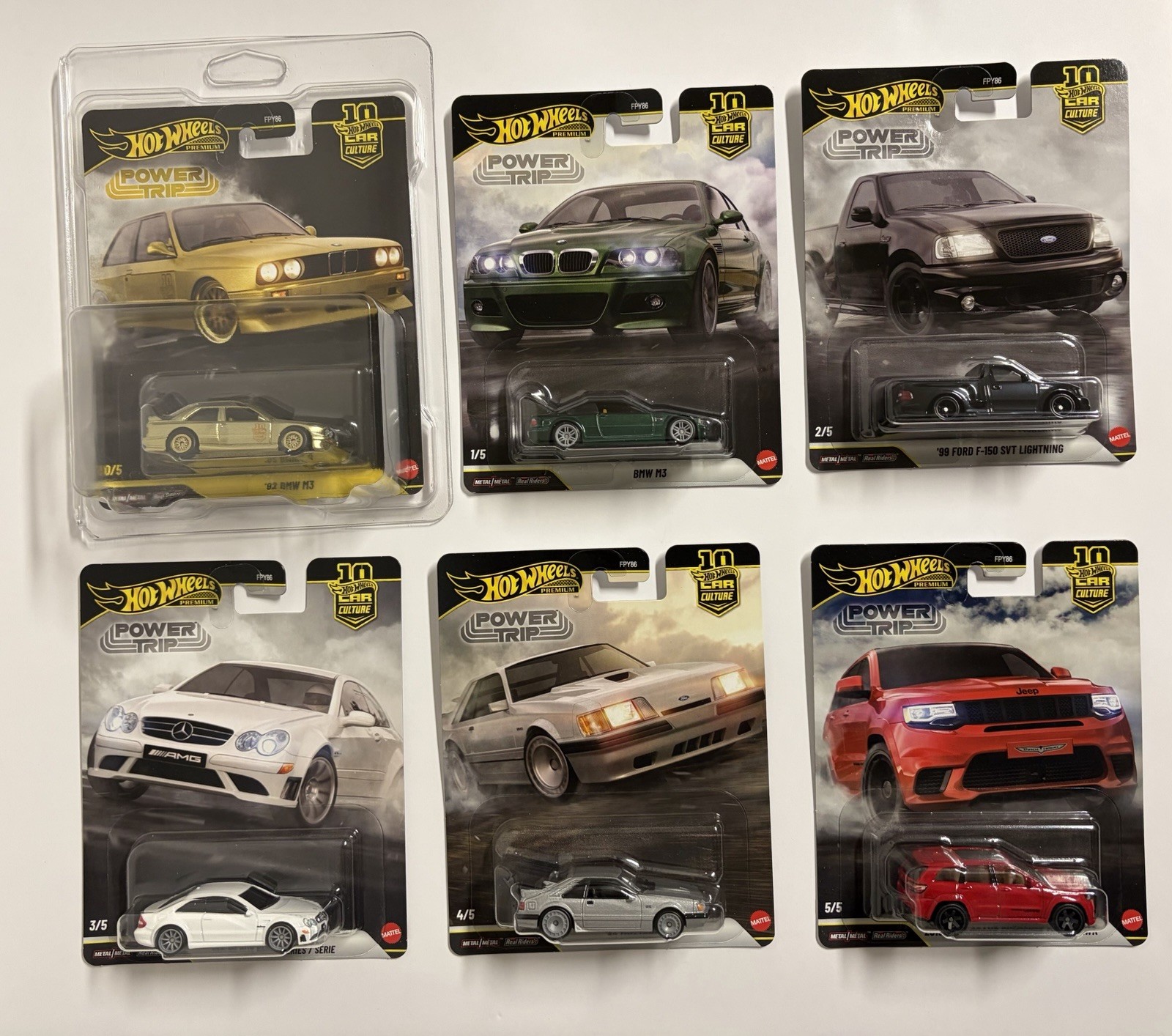 2026 Hot Wheels Premium Car Culture Power Trip Set of 6 with 0/5 Gold BMW Chase