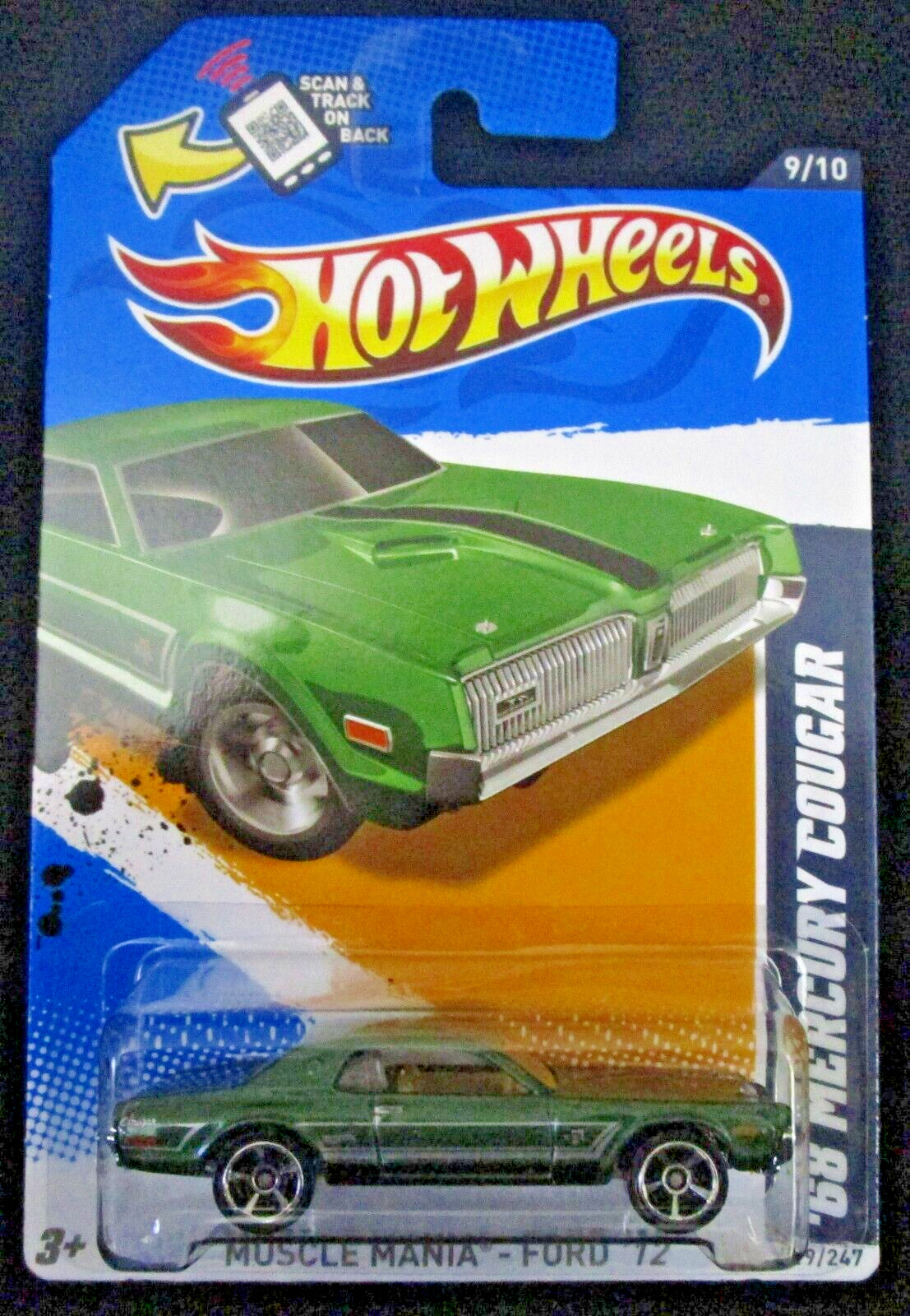 Hot Wheels 68 Mercury Cougar GREEN Muscle Mania Ford ’12 Blister KMART COLOR
