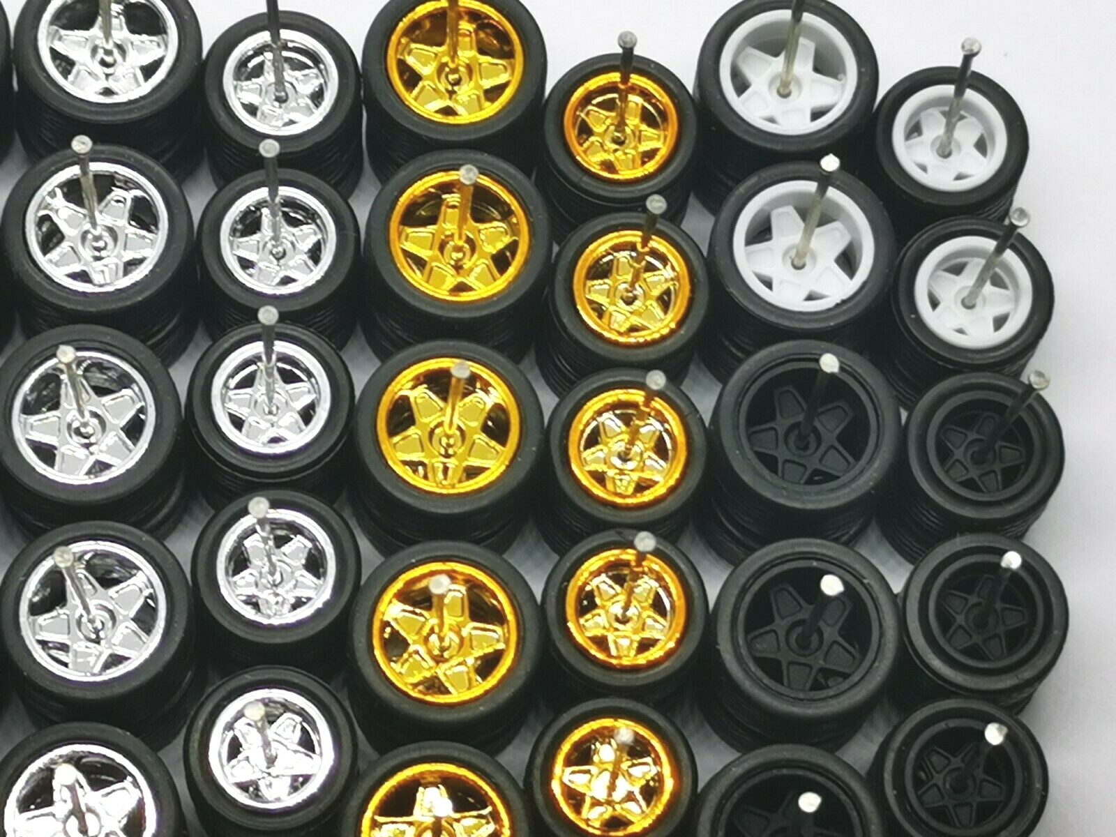 5 Star 10/ 12 mm 4 colors MIX Long Axle 1:64 Rubber Tires 20 Sets