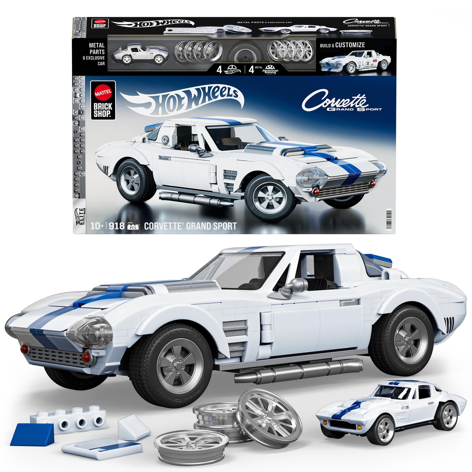 Hot Wheels Elite Corvette Grand Sport Building Set, 918 Pieces, Ages 10+