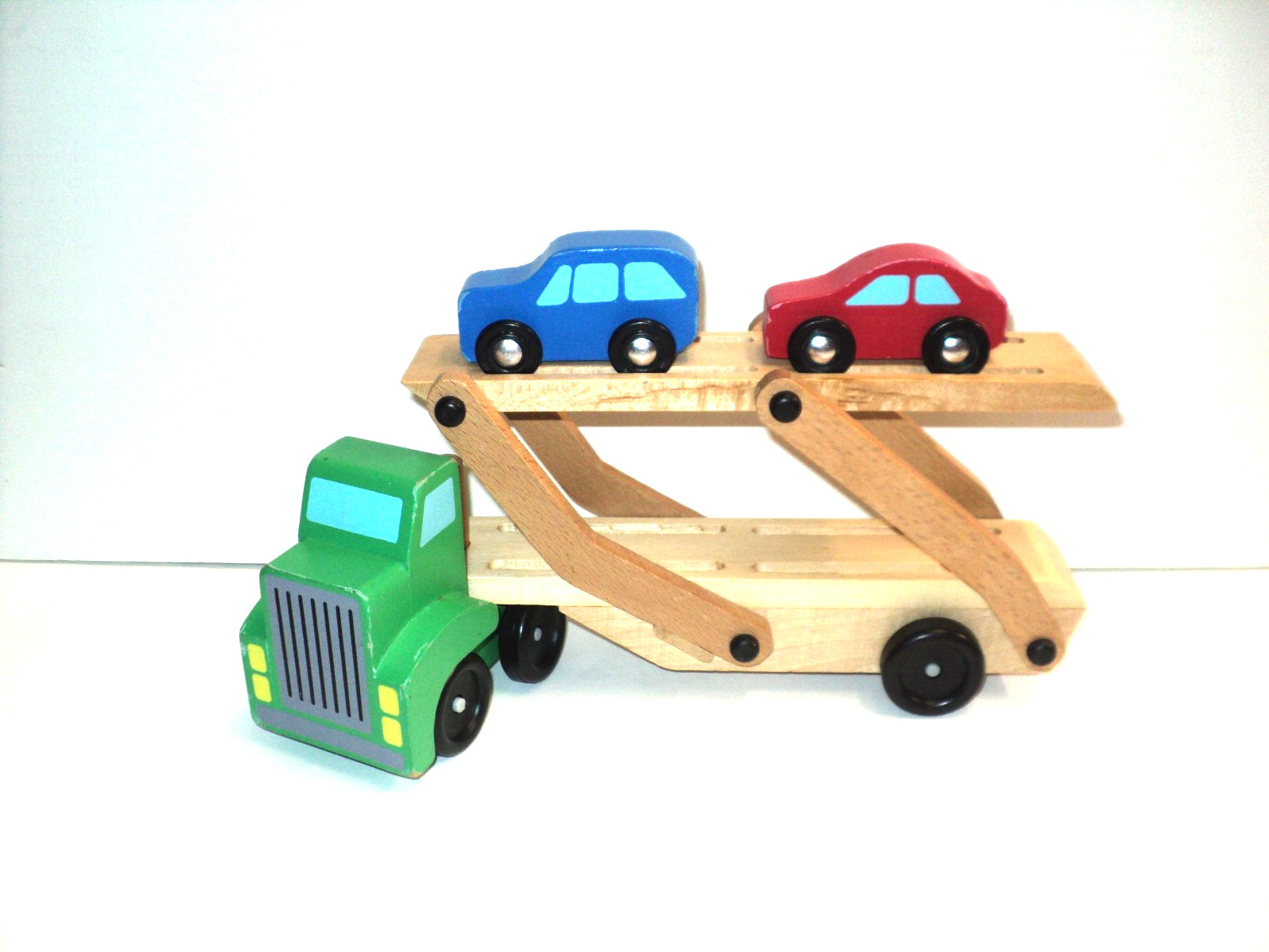 Melissa & Doug Car Carrier Classic Toy Wooden Truck & 2 Cars #4096 Wood