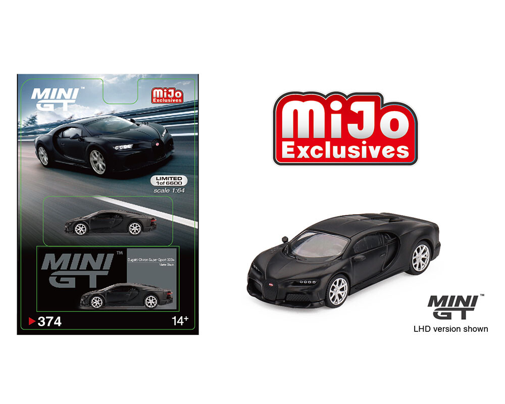 MINI GT 1:64 Bugatti Chiron Super Sport 300+ (Matte Black) Diecast Car MGT00374