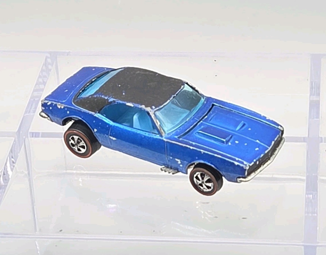 Vintage Hot Wheels Redline 1968 Blue Custom Camaro Blue Interior Hong Kong