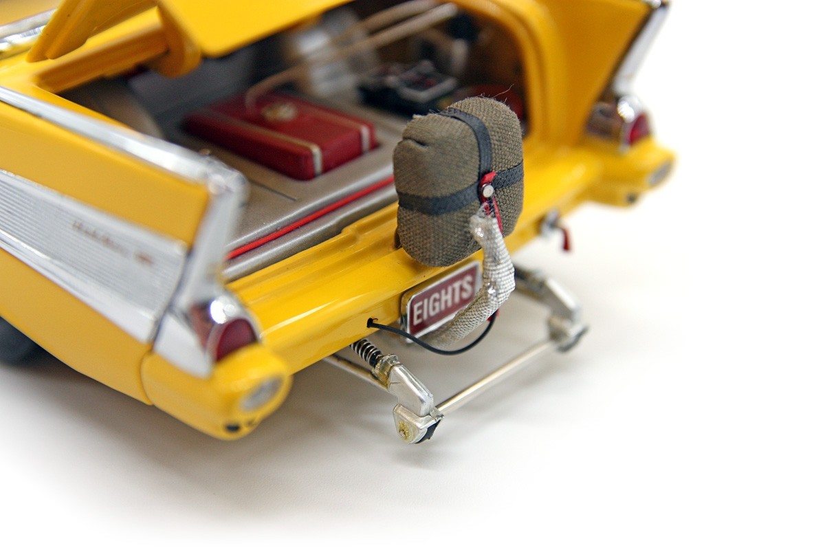 1957 Chevrolet Bel Air Pro Street Hardtop (1:24) Yellow Diecast (LOOSE), by DM