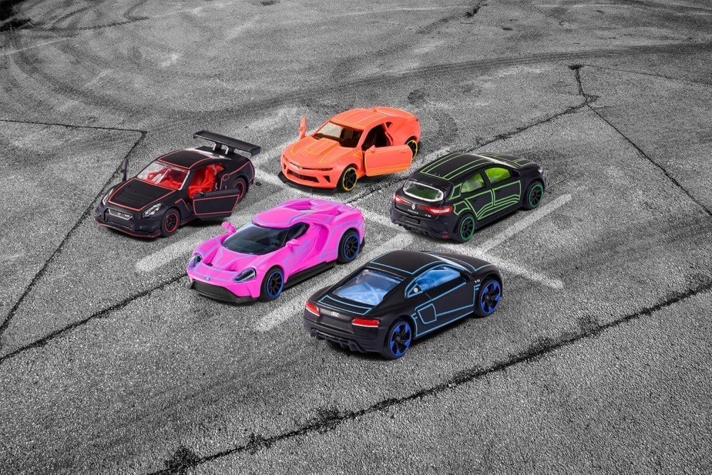 Majorette Light Racer 5-Car Set · Neon Colours · Brand New · Free UK P&P
