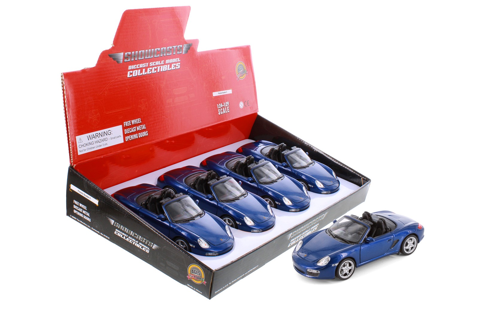 PORSCHE BOXSTER S OPEN CONVERTIBLE BLUE 1/24 DIECAST CAR SHOWCASTS 22479C/4D