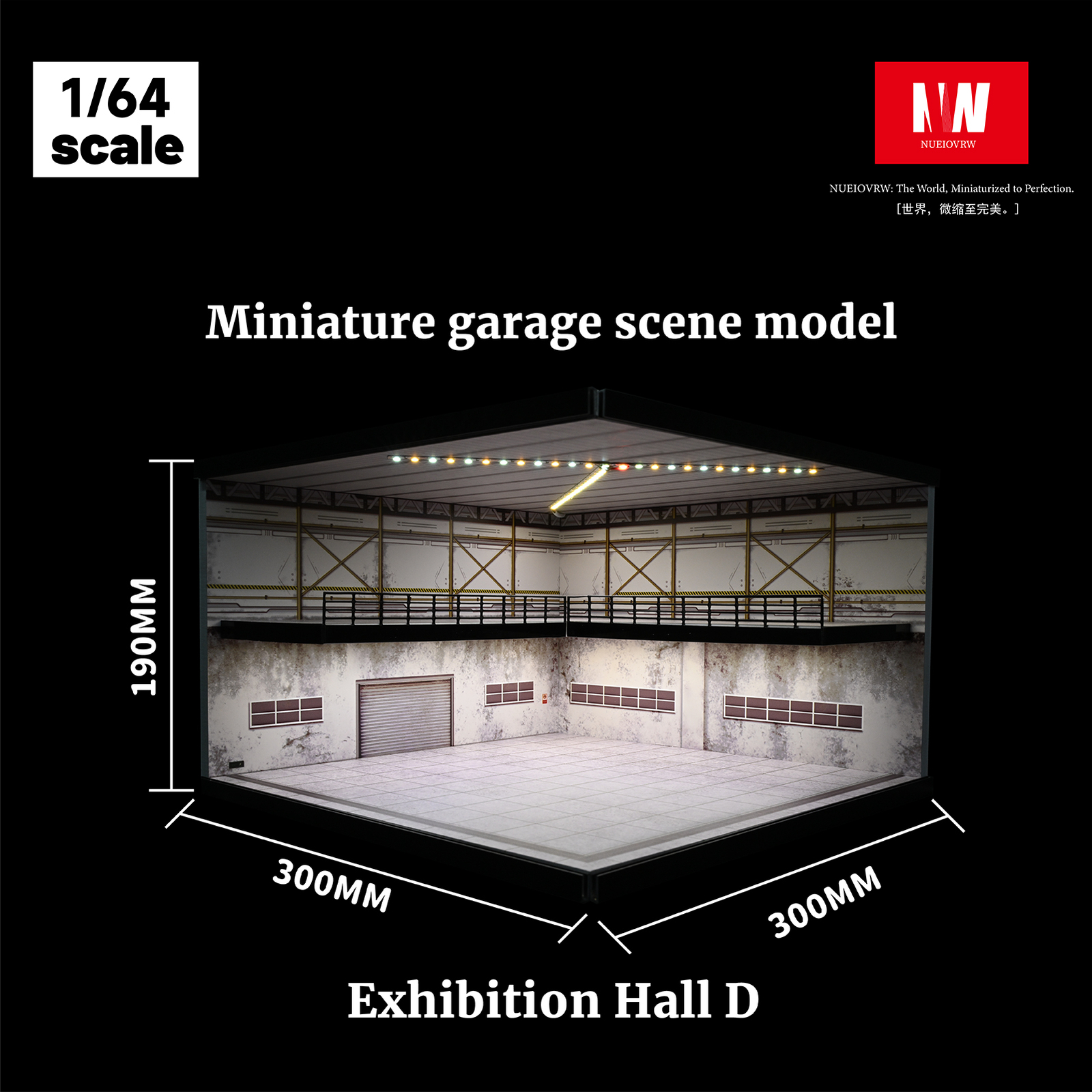 1/64 Diorama Car Garage Model LED Lighting Car Showroom Scene Display Model Gift
