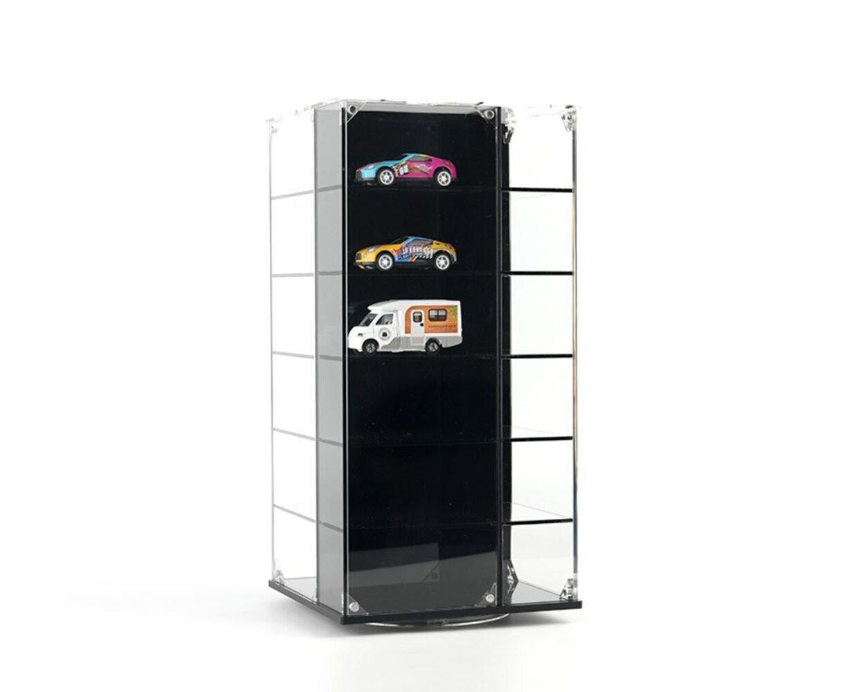 Showcase 1:64 Acrylitower 24-Car Display Desk Top Spinner with Magnetic Covers (
