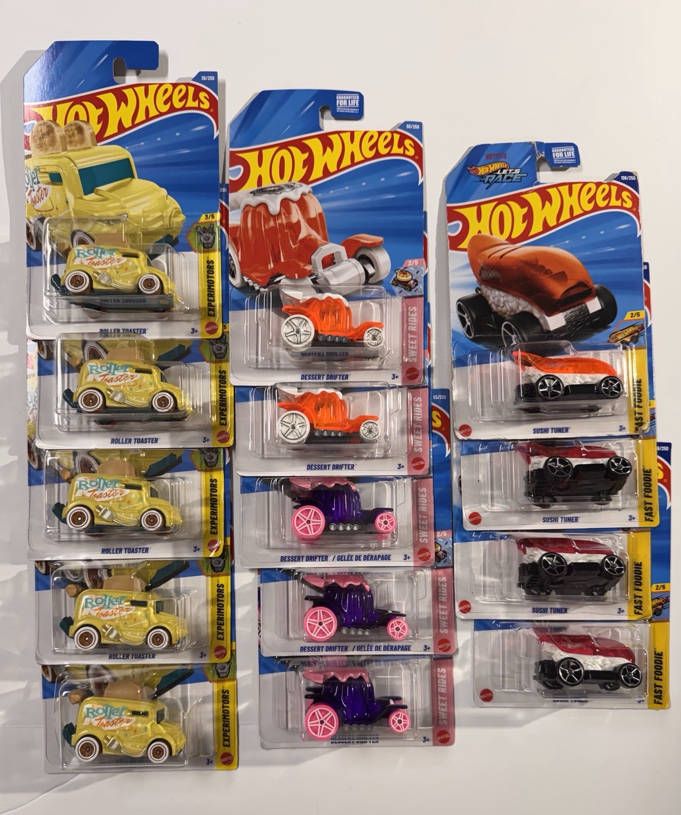 Hot Wheels Foodie Car Lot Roller Toaster Sushi Tuner Dessert Drifter 14x