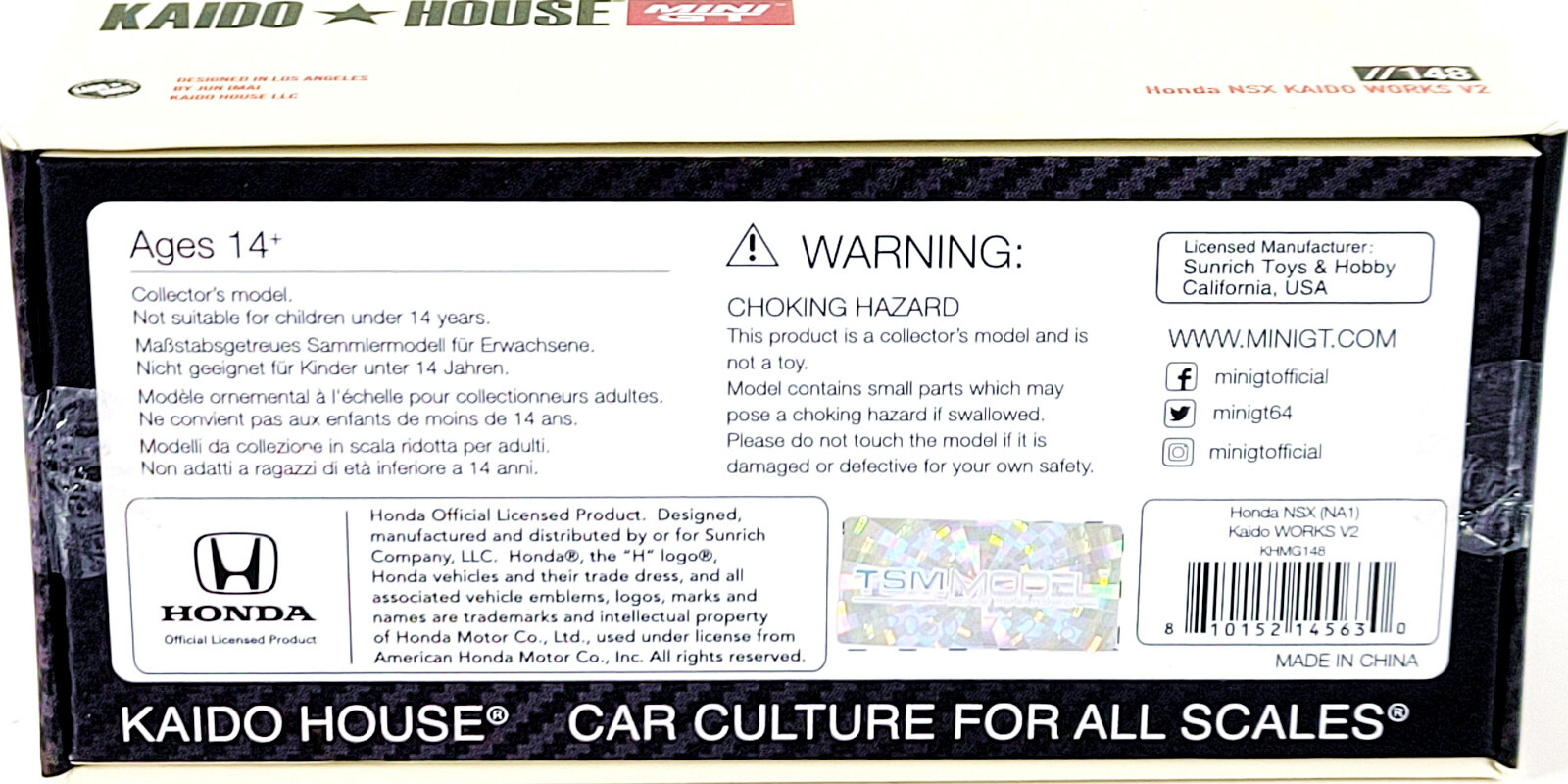 Kaido House x Mini GT Honda NSX (NA1) Kaido Works V2 KHMG148 ⬜⬛ 1/64 🏆 CHASE