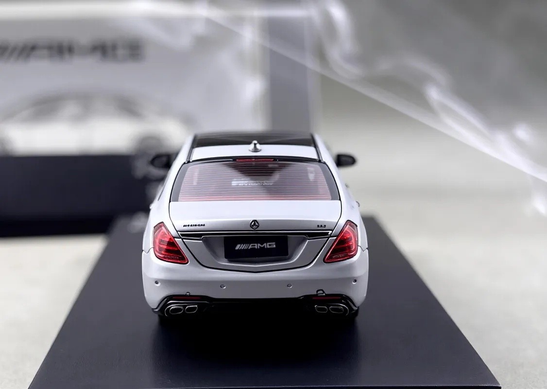RM 1:64 Silver S63 W222 V12 Luxury Sedan Sports Model Diecast Metal Car