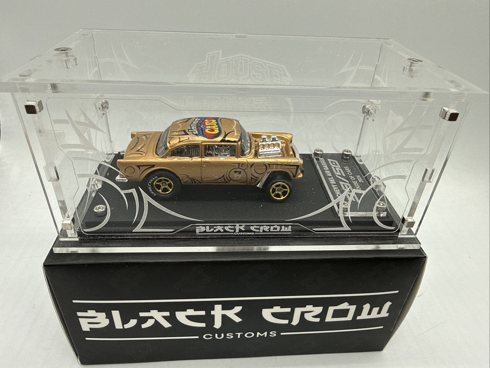 2024 BLACK CROW CUSTOMS Hot Wheels 55 CHEVY BEL AIR GASSER 39/50 House Of Cars