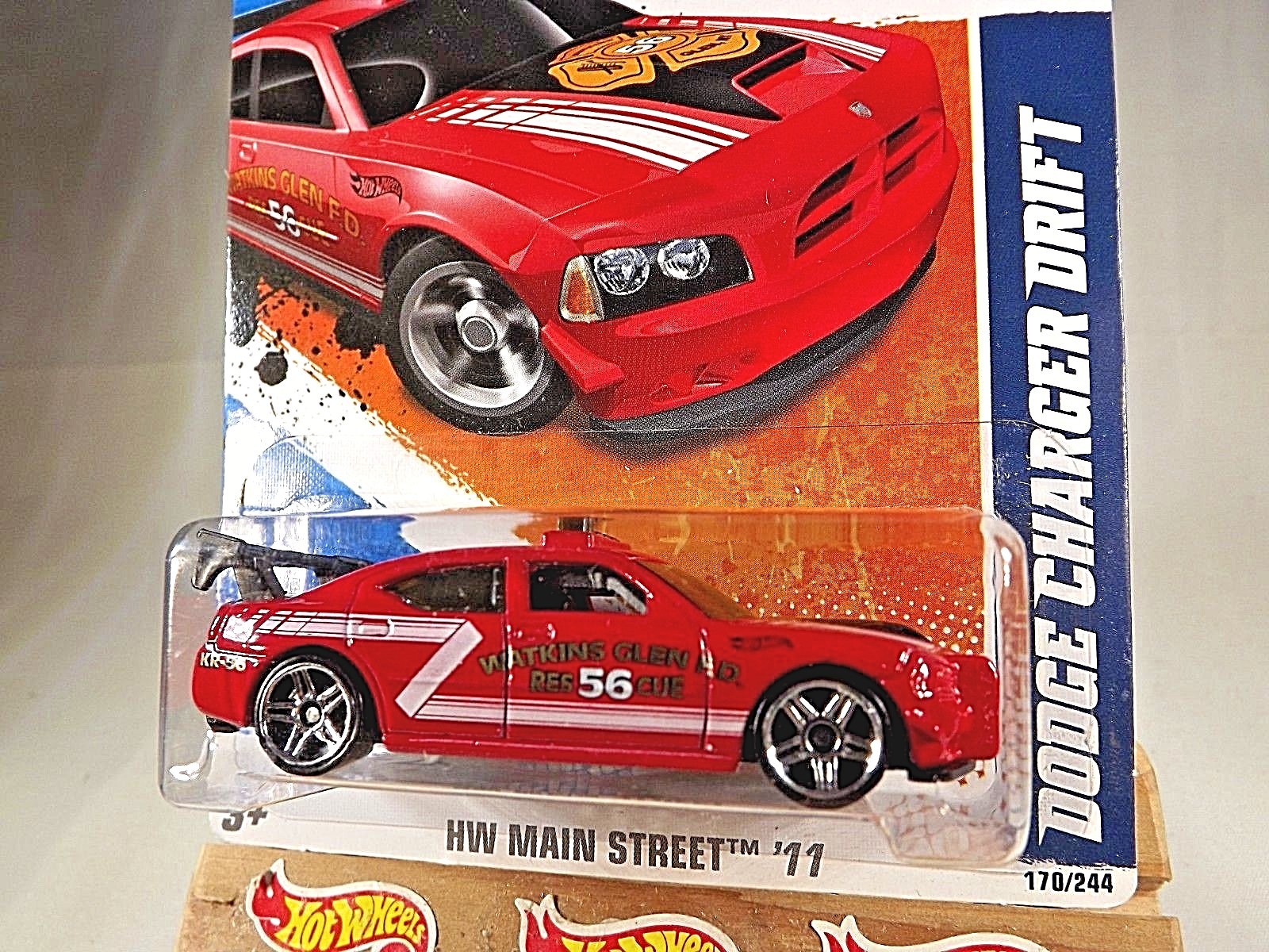 2011 Hot Wheels #170 Main Street Watkins Glen FD DODGE CHARGER DRIFT Red w/Pr5s