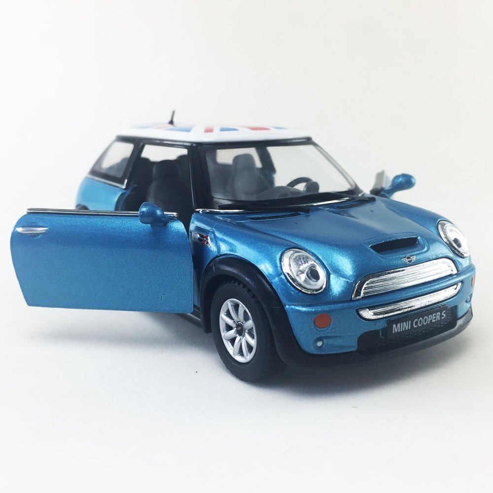 New 5″ Kinsmart Mini Cooper S British Flag Diecast Model Toy 1:28 Blue