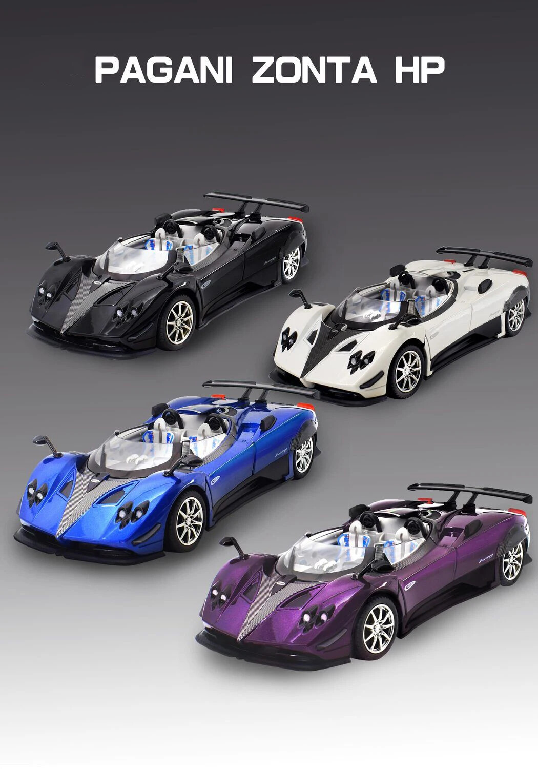 1:24 Pagani Zonda HP Barchetta Alloy Car Model Diecast Toy Vehicle Sound Light