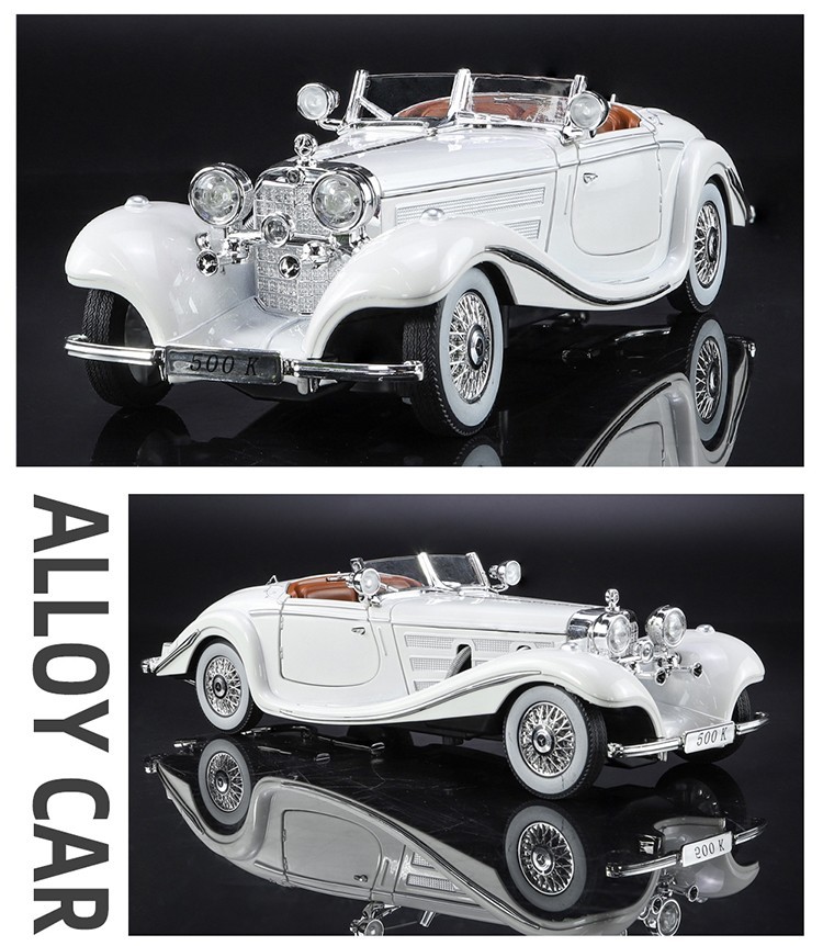 1:24 1936 Mercedes-Benz 500K Special Roadster Diecast Model Car Vintage Toy Gift