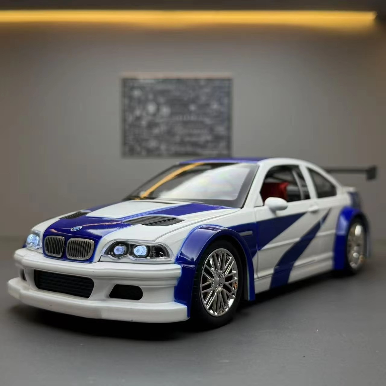 1:24 BMW M3 GTR E46 Muscle Model Car Sound Light Collectible gift