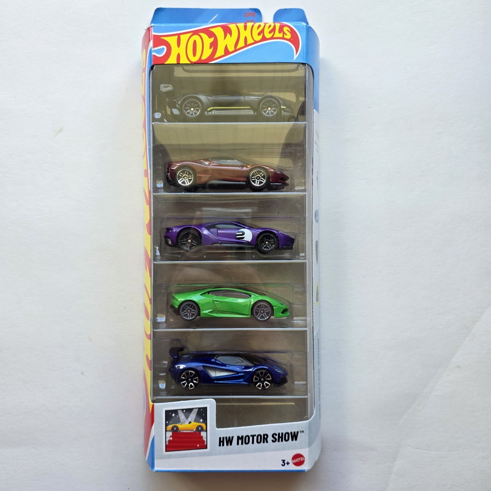 Hot Wheels HW Motor Show 5 Pack JCP95 Ferrari SF90 Ford GT Huracan Evija