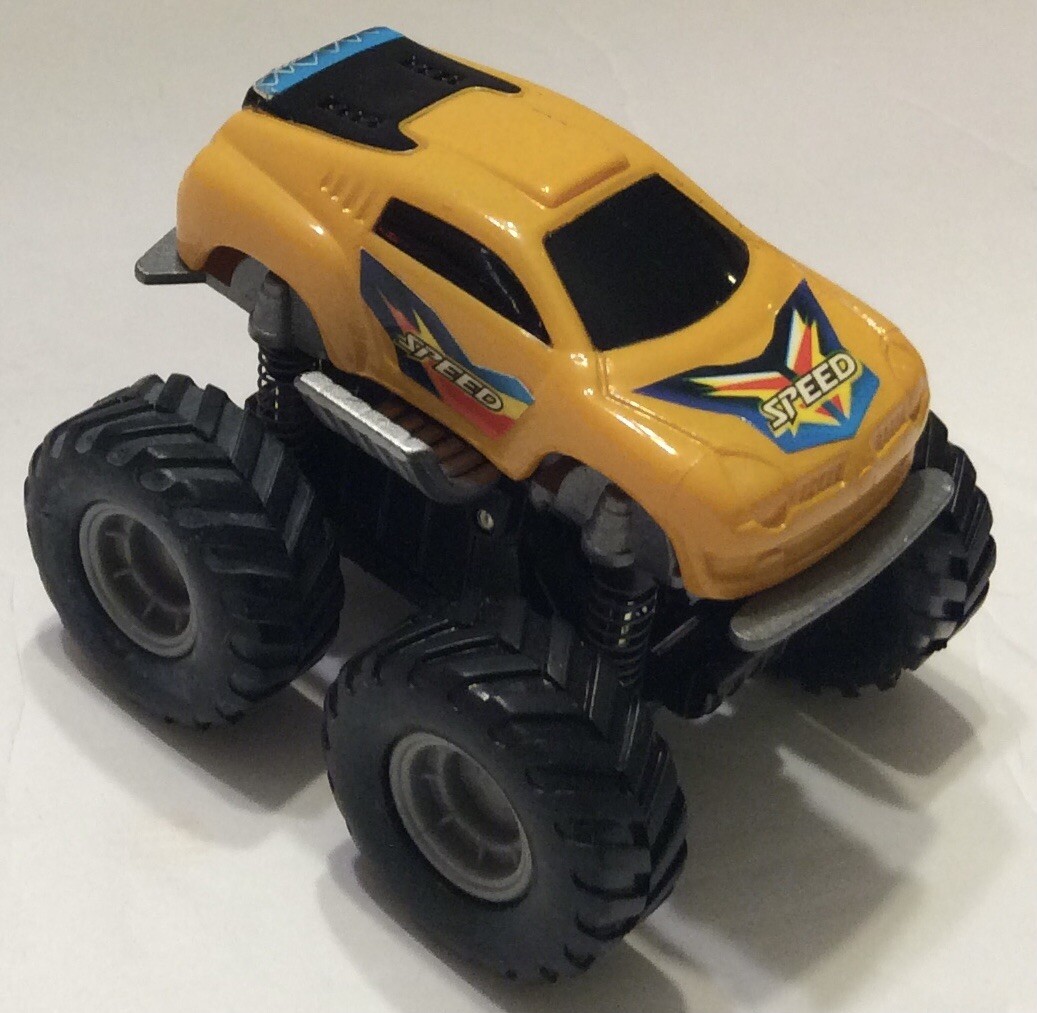 Generic Brand Yellow Monster Truck 4X4 Pullback Action “Speed” Toy