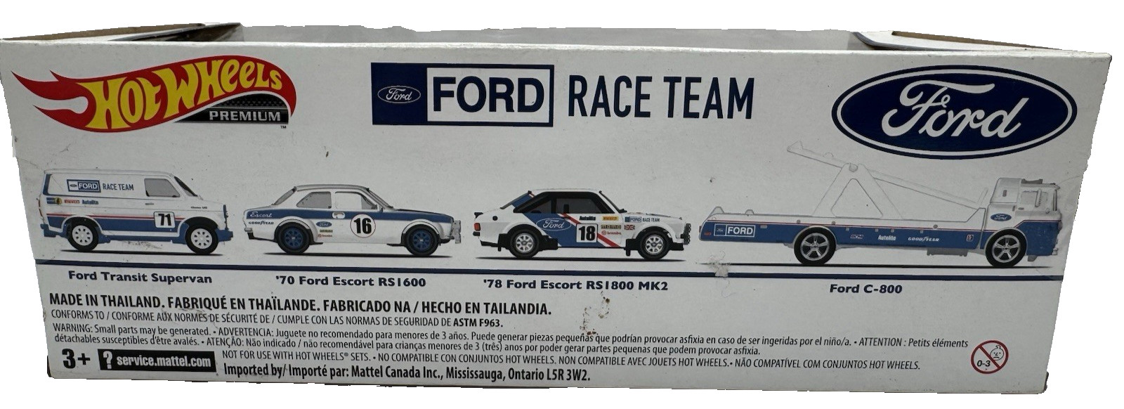 Hot Wheels Premium Ford Race Team C-800, Transit Supervan, ’70 And ’78 Escort