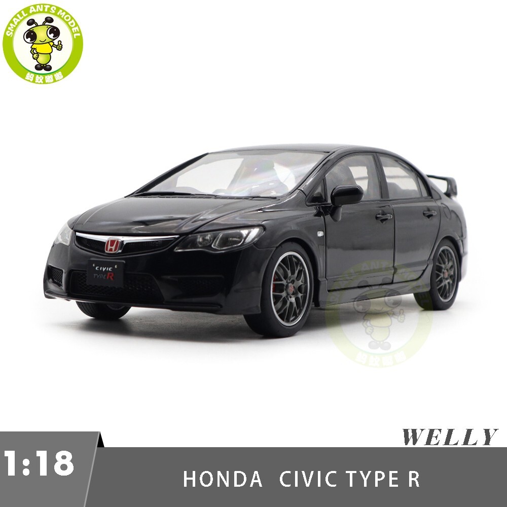 1/18 WELL Honda CIVIC Type R FD2 Black Diecast Model Toy Car Gifts For Friends