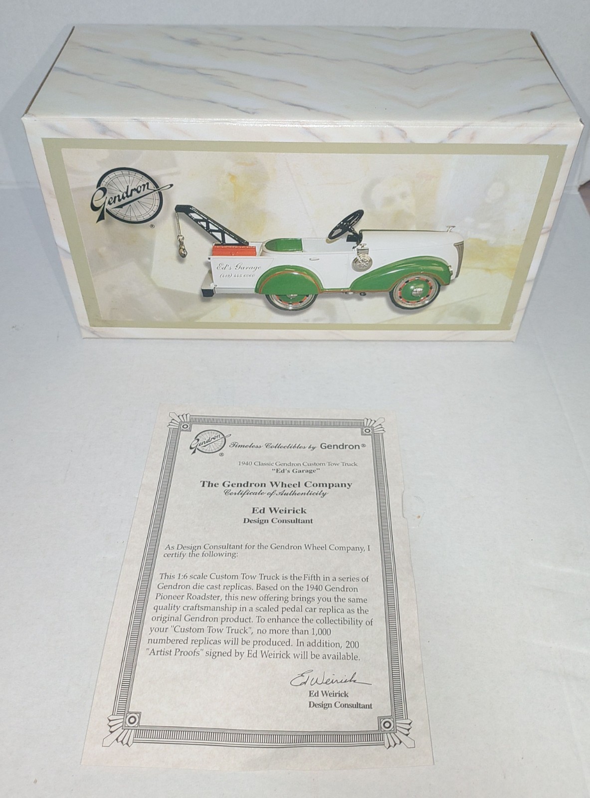 1940 Gendron Ed’s Garage Tow Truck Pedal Car 1:6 Scale Die Cast Replicas NIB