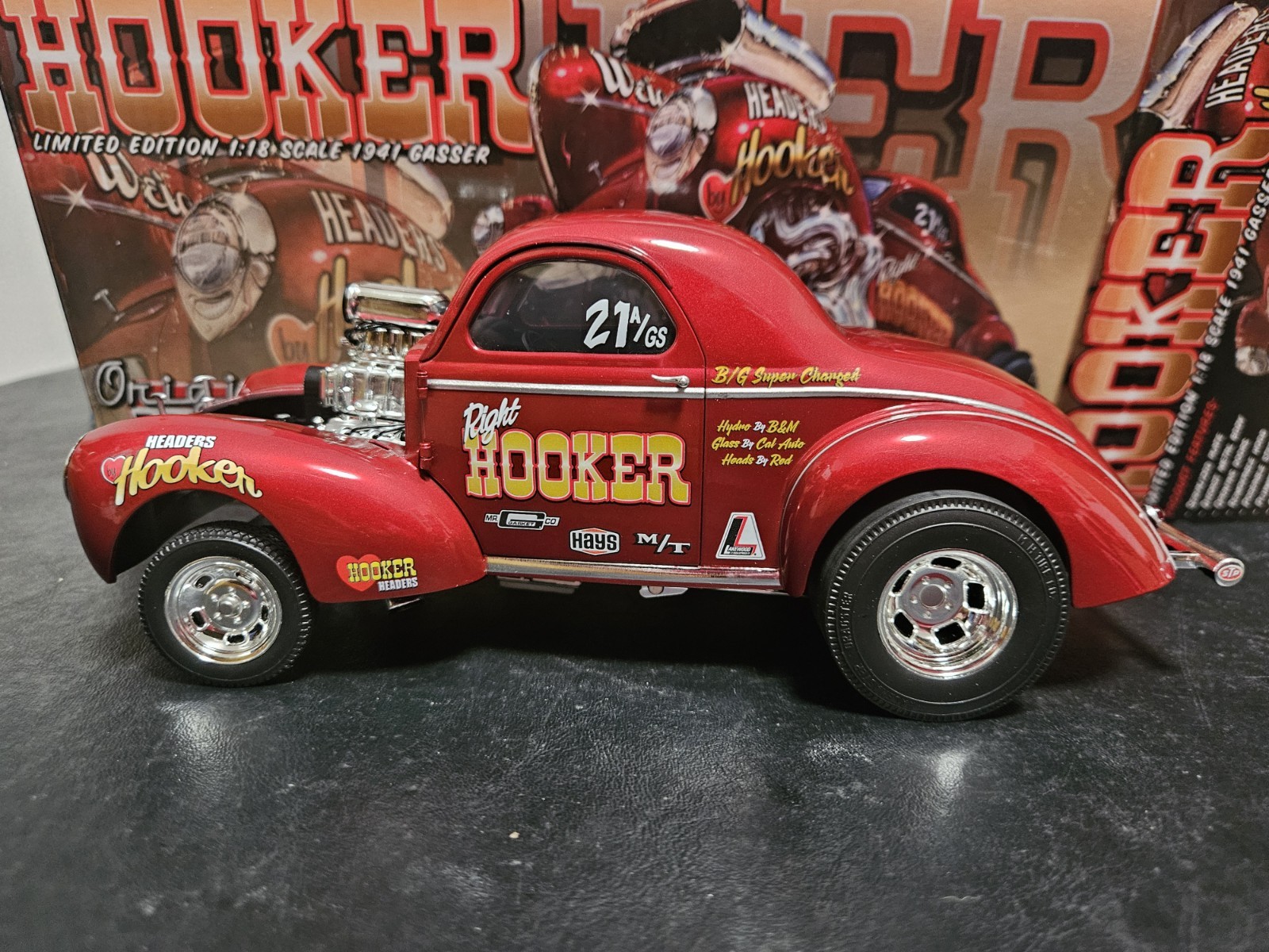 Acme 1:18 1941 WILLYS GASSER HOOKER HEADERS HOLLEY NHRA DRAGSTER A1800910. NEW!
