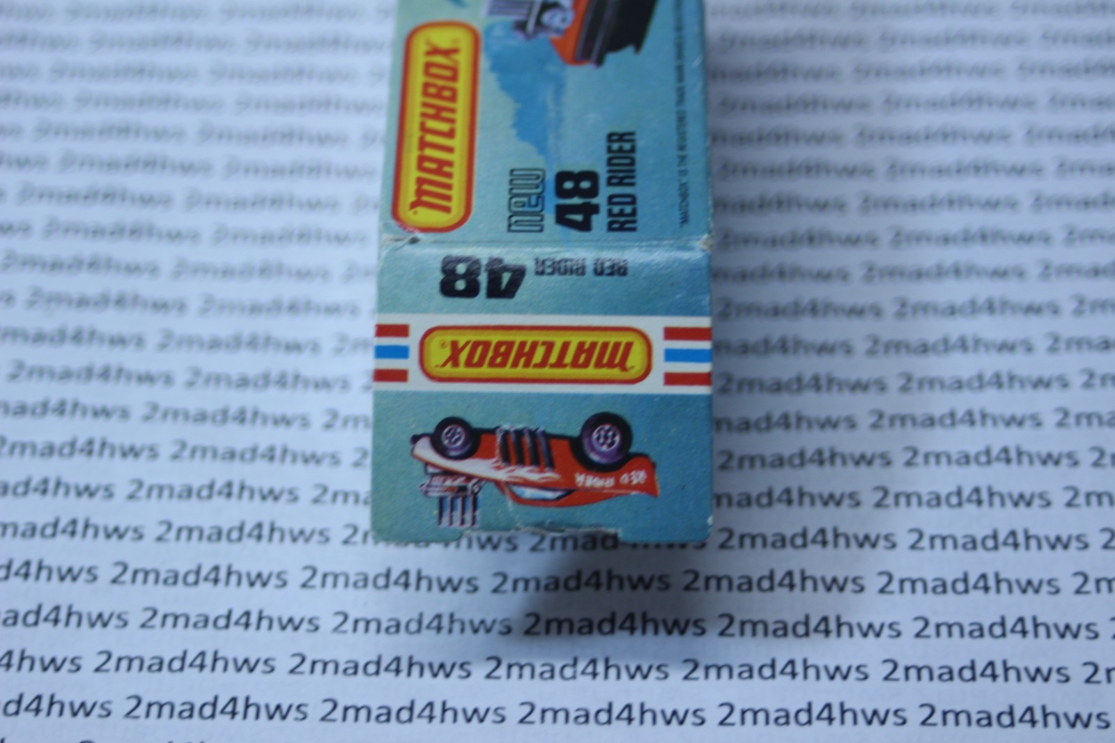MATCHBOX LESNEY SUPERFAST MB48 RED RIDER- RARE USA PICTURE BOX, BOXED VINTAGE