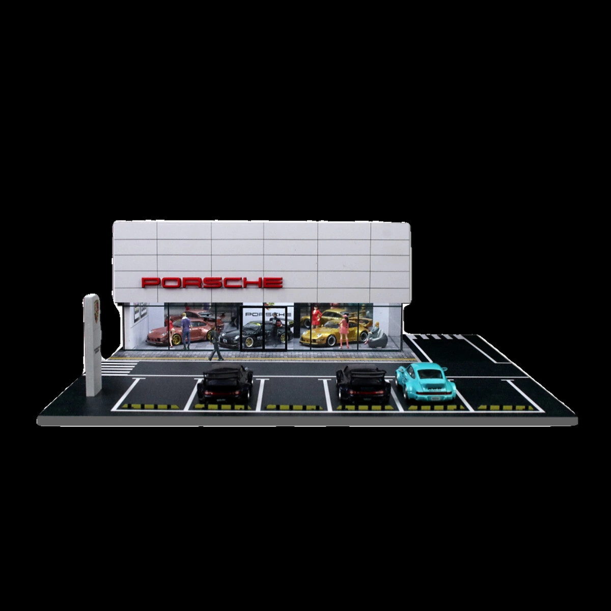 Diorama 1/64 Scale Car Garage Model LED Lighting City Showroom Scene Model Gifts