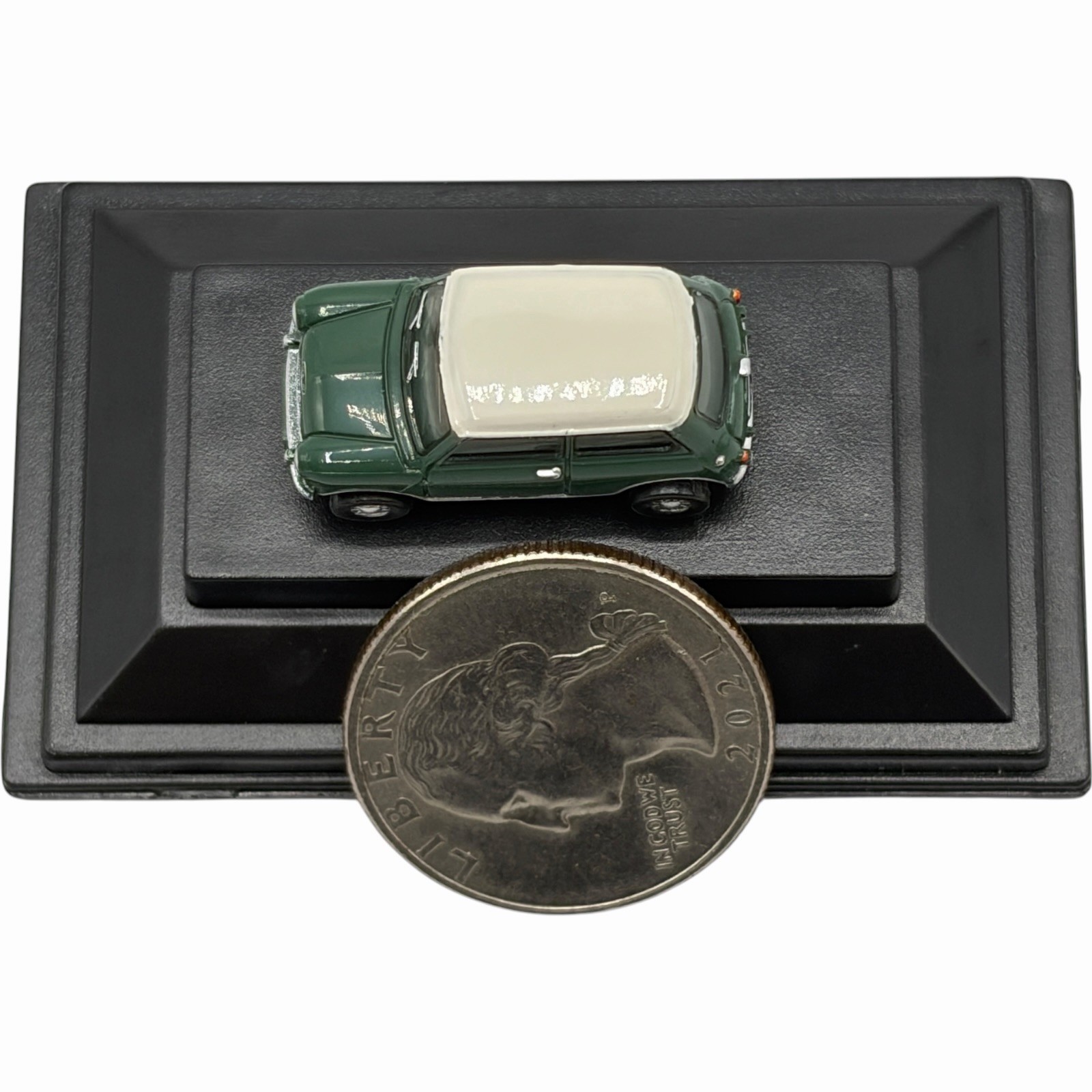 Austin Mini Cooper Almond Green with White Roof Diecast car 1:120 Scale Oxford