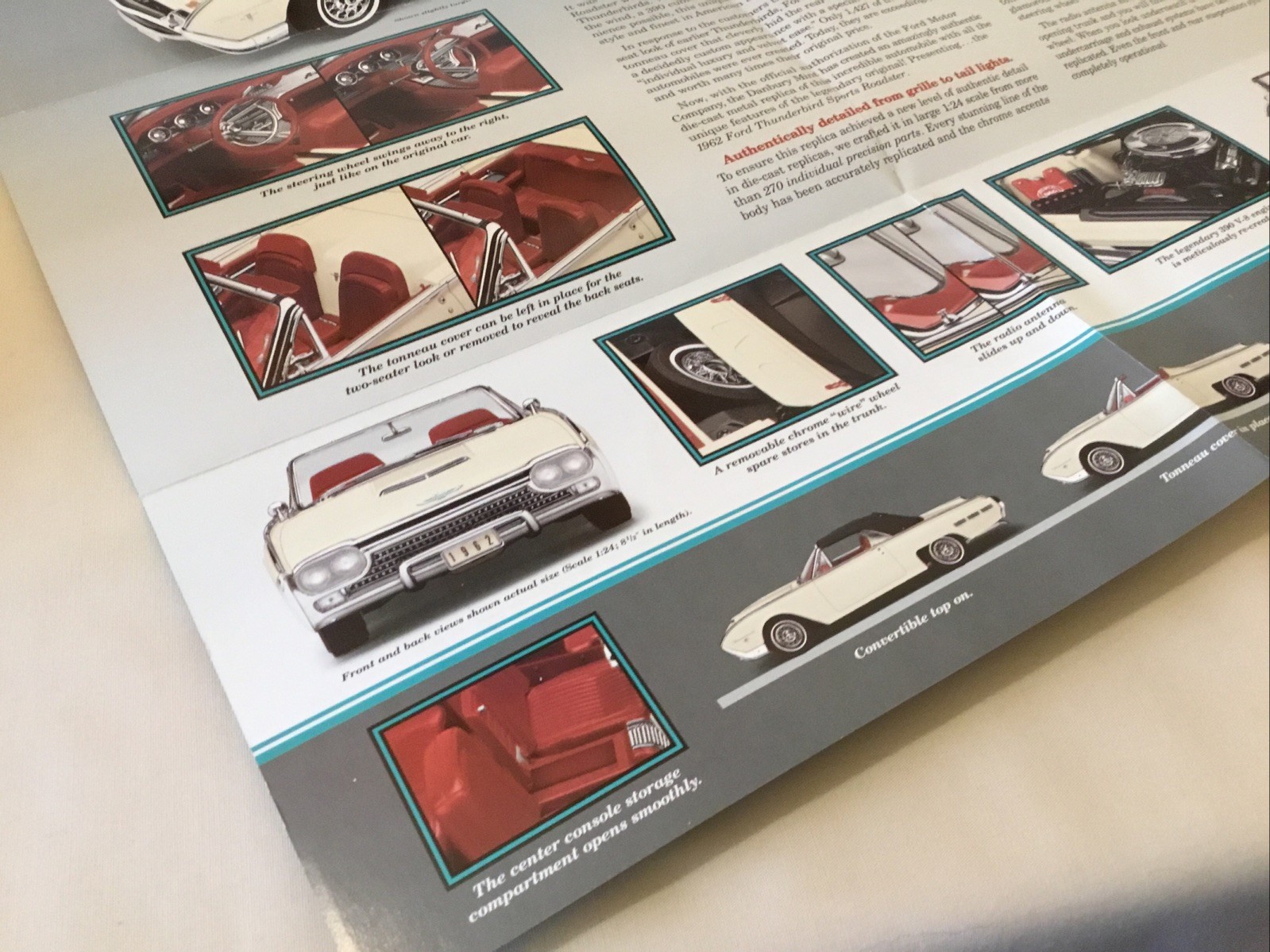 Danbury Mint 1962 Ford Thunderbird Sports Roadster Brochure Paperwork Only 1:24