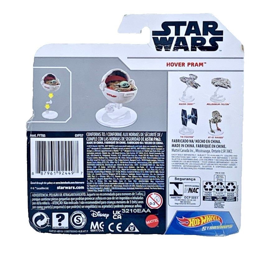Hot Wheels Starships Star Wars Mandalorian The Child Hover Pram 2019 Brand New