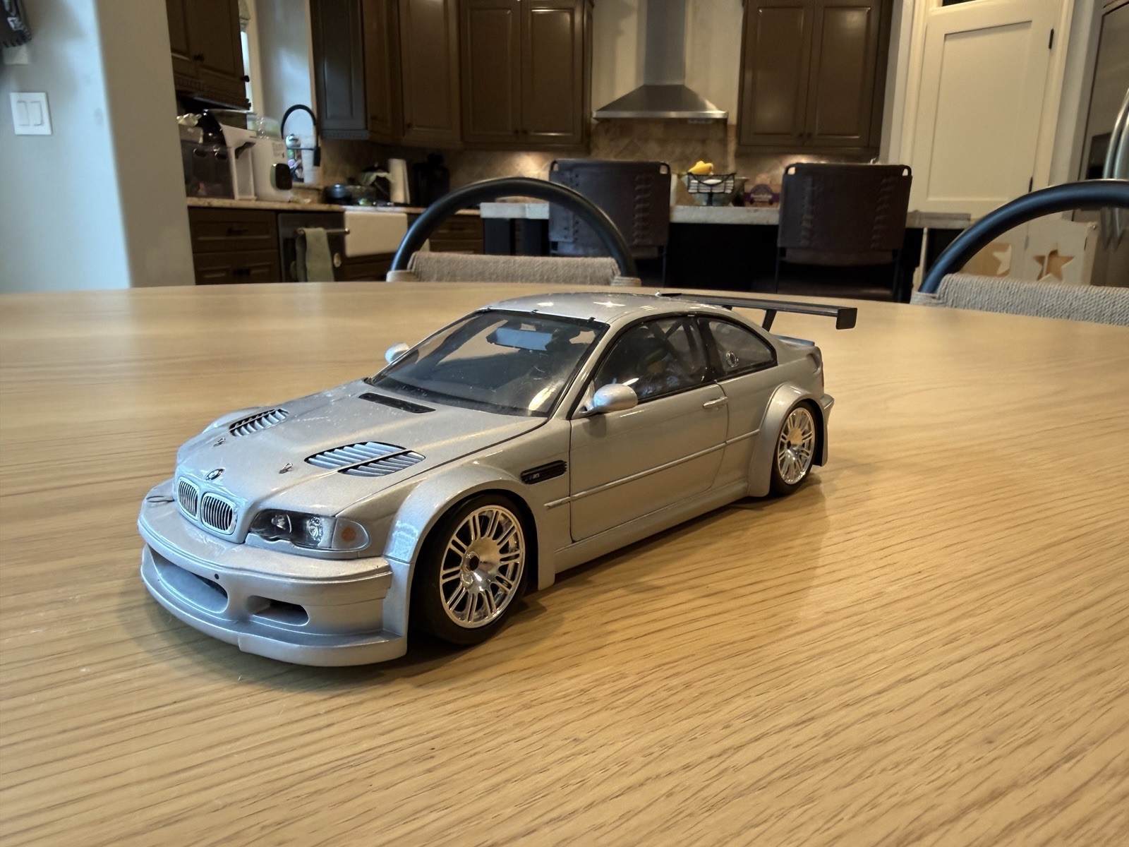 MINICHAMPS 1:18 BMW M3 GTR 2001 Silver Diecast Street, Opening Doors Hood
