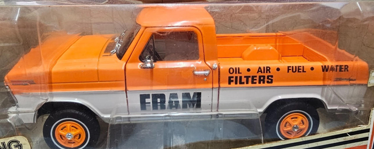 NEW IN BOX 1967 Ford F-100 Greenlight Orange Fram Diecast Truck 1/24 Collectible