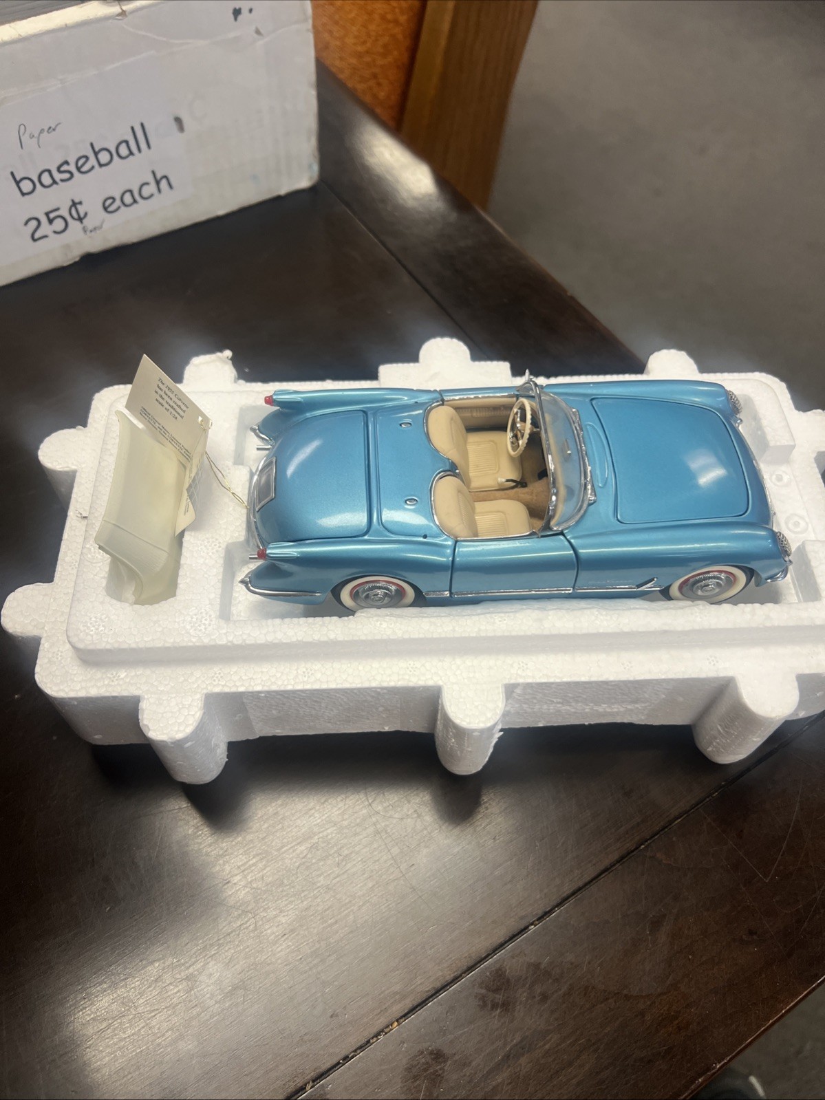 Franklin Mint Blue 1955 Chevrolet Corvette w/ Removable Top 1:24 Scale