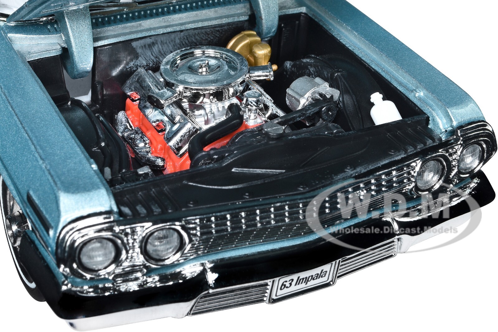 1963 CHEVROLET IMPALA CONVERTIBLE LIGHT BLUE 1/24 DIECAST MODEL BY WELLY 22434