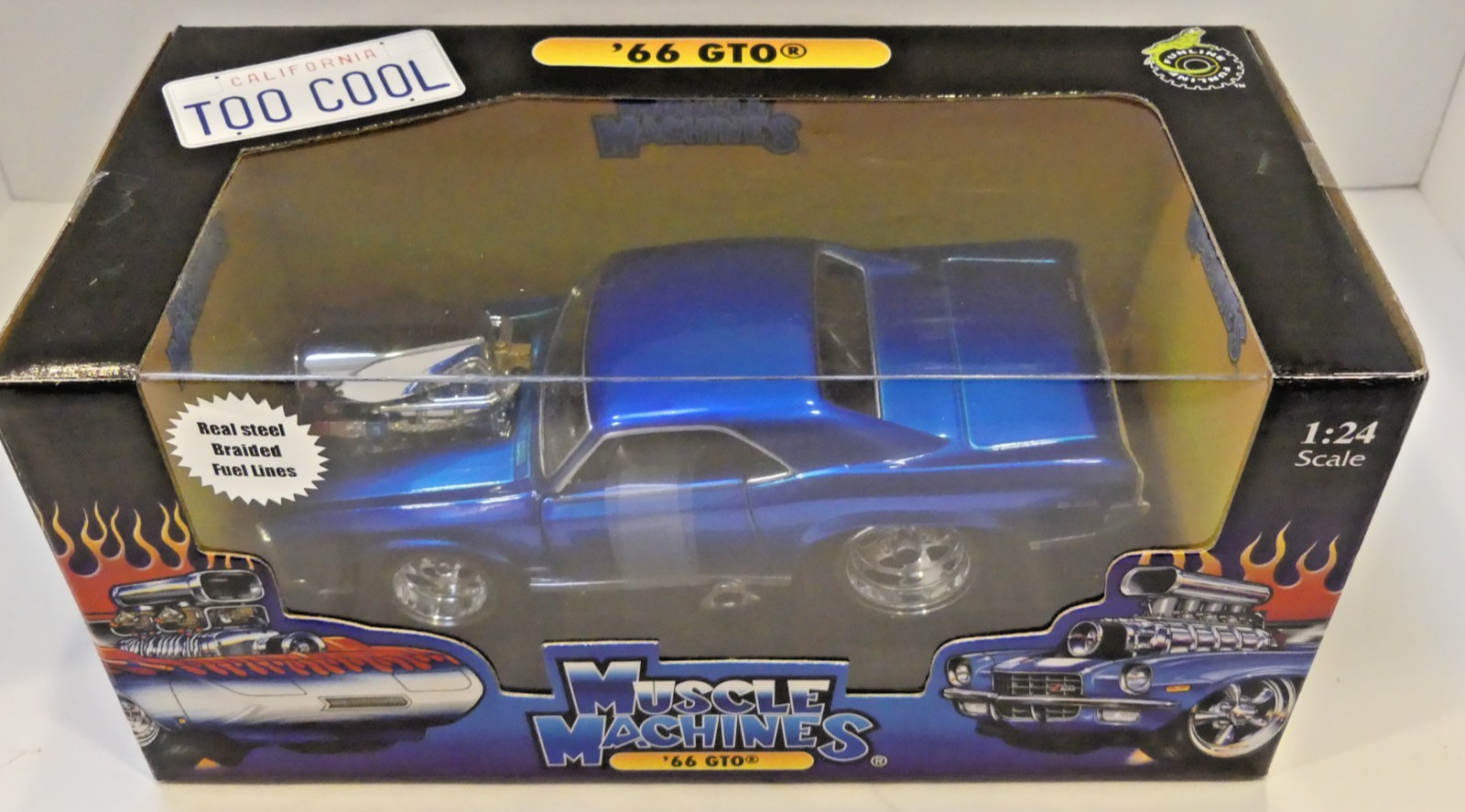 MUSCLE MACHINES BY FUNLINE Too Cool 1966 GTO – METALLIC BLUE 1:24 – SMOKIN’!!!