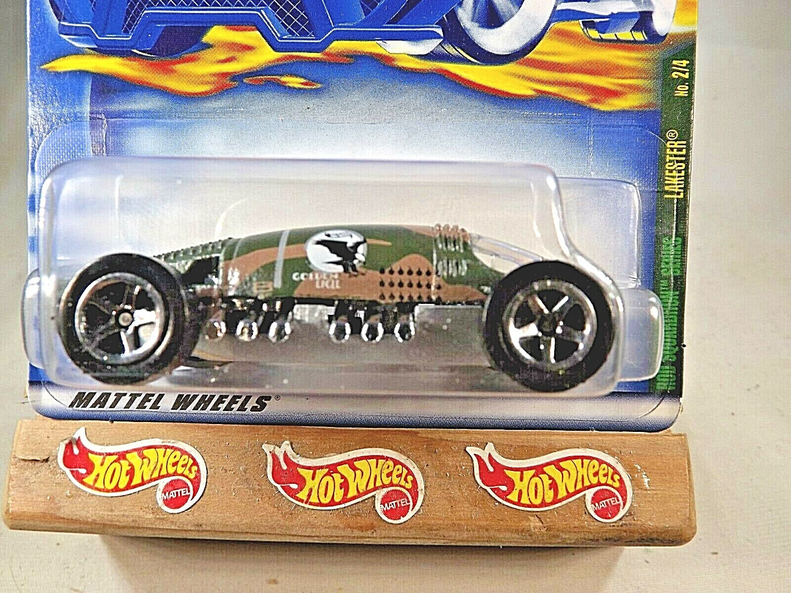 2001 Hot Wheels #66 Rod Squardron Series 2/4 LAKESTER Camo Green w/Chrome 5 Sp
