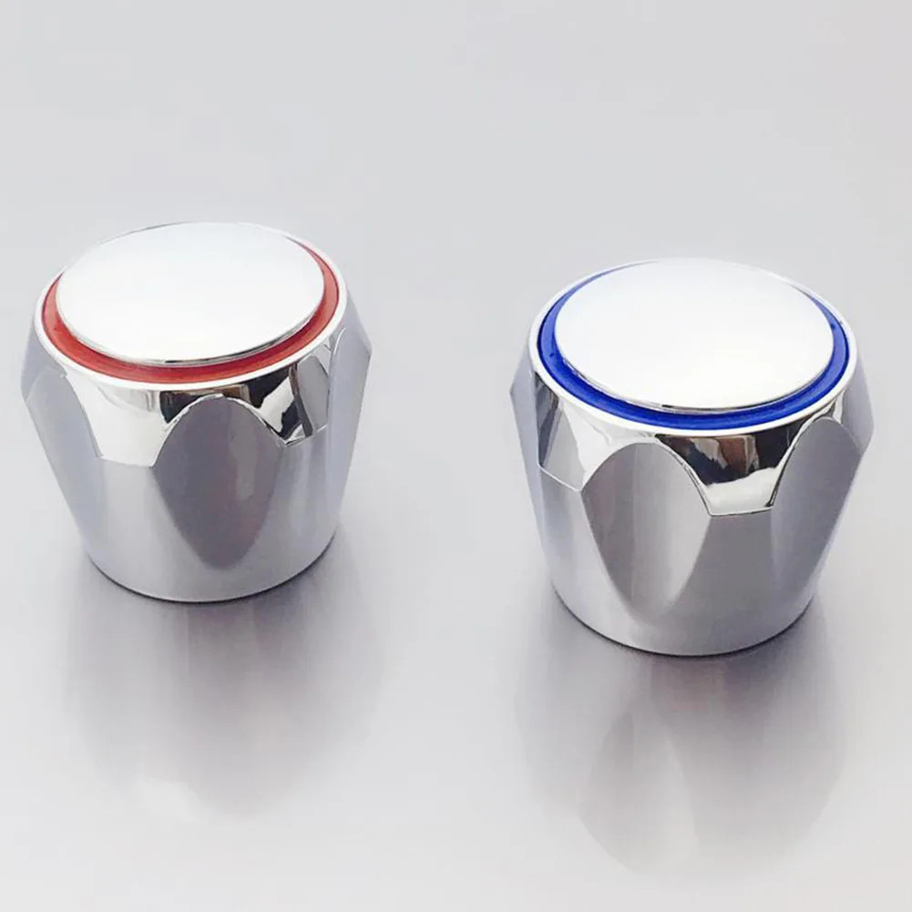 2Pcs Hot & Cold Tap Top Head Faucet Cover Chrome Plated Replacement Set Kitchen